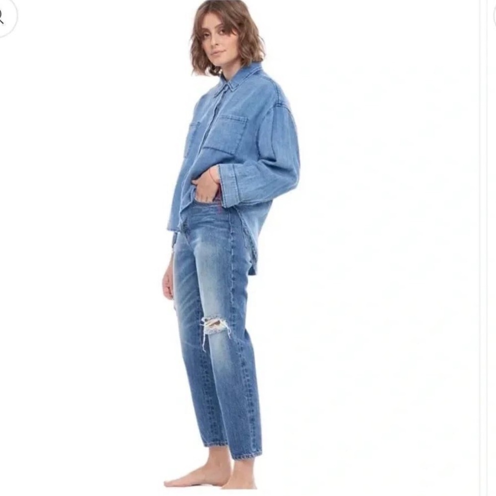 Free People SR vs Sandrine Rose Distressed Button Fly Jeans Size 24 Straight NWT - Picture 4 of 15